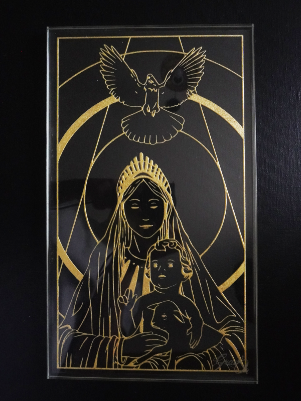 Moyen buste Or de la Vierge Marie portant l'agneau et l'enfant Jesus.
