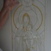 DSC00254 Grand buste Or avec biseau et trous de la Vierge Marie portant l’agneau et l’enfant Jesus.