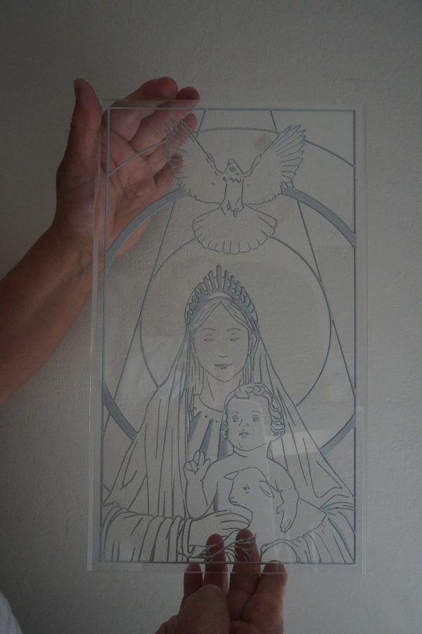 DSC00263 Grand buste Palladium avec biseau de la Vierge Marie portant l’agneau et l’enfant Jesus.